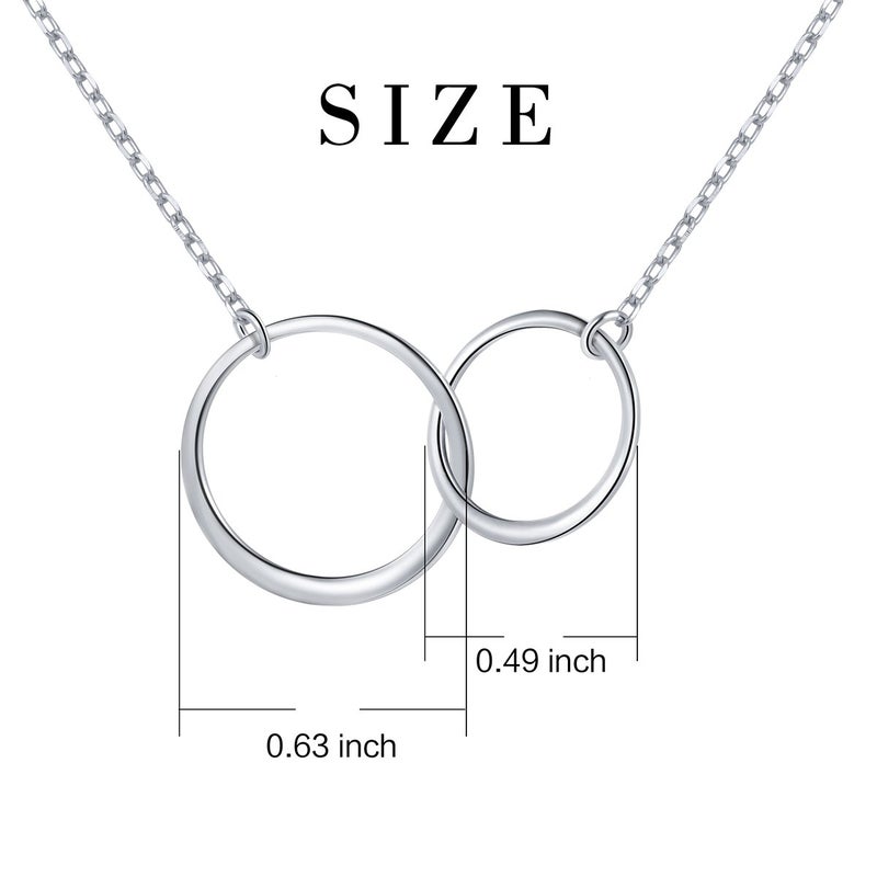 Ladytree S925 Sterling Silver Two Interlocking Infinity Circles Pendant Necklace,Rolo Chain,18+2 inches - Image 5